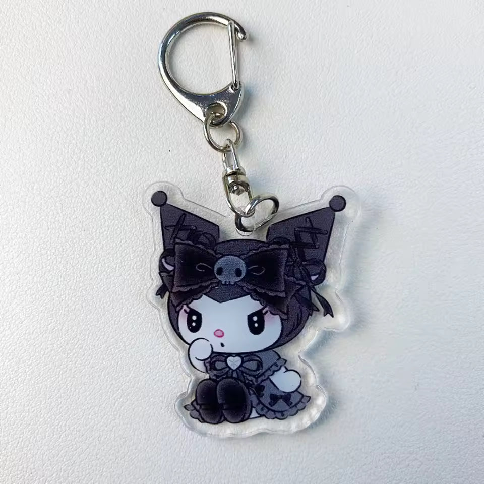 Cute Kuromi and Melody Sanrio Character Keychain, High Quality Bag Charms and Pendant