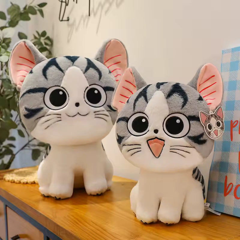 24/35 Cm Open Mouth and Closed Mouth Cute Kitty Plush, Adorable Soft Stuffed Animal
