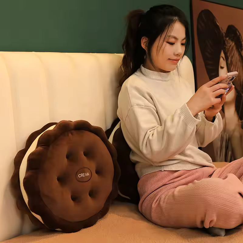 42 Cm Cookies N Cream Plush Pillow, Super Soft and Kawaii Food Stuffed Cushion