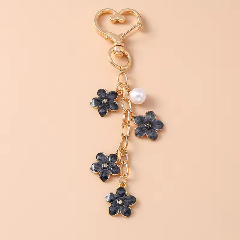 Cute Pearl Flower Keychain, Pedant Charm for Girls, Handbag Decor, Key Holder, Birthday Gifts, Niche