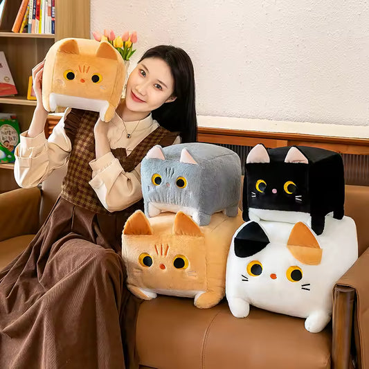 20/25 Cm Super Cute and Fluffy Square Shape Cat Plushie, Come in Many Colors