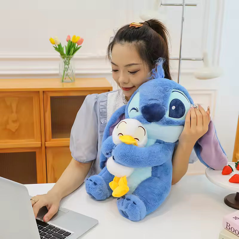 30/45 Cm Super Cute and Adorable Stitch Plushie Hugging a Duck, High Quality Soft Stuffed Animal