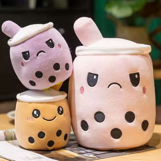 15/25 Cm Super Cute and Soft Boba Reversible Plush, High Quality Double-Sided Bubble Tea Doll