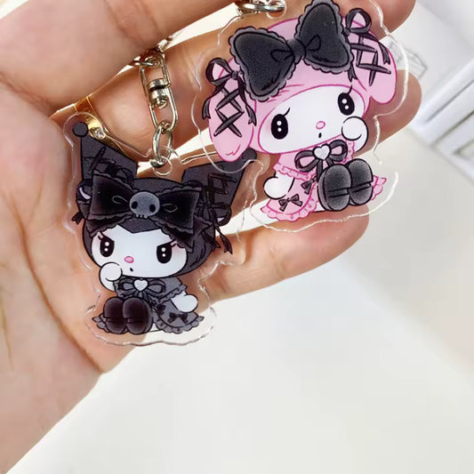 Cute Kuromi and Melody Sanrio Character Keychain, High Quality Bag Charms and Pendant