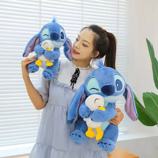 30/45 Cm Super Cute and Adorable Stitch Plushie Hugging a Duck, High Quality Soft Stuffed Animal