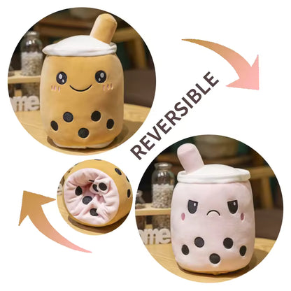 15/25 Cm Super Cute and Soft Boba Reversible Plush, High Quality Double-Sided Bubble Tea Doll