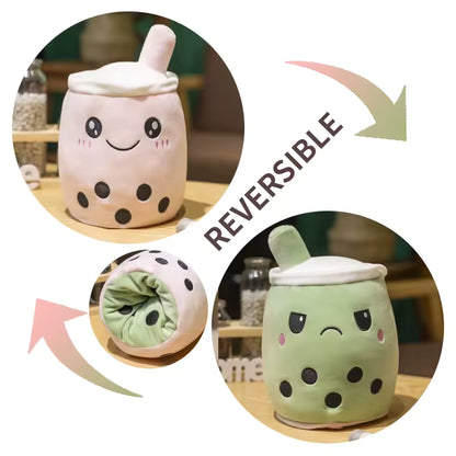 15/25 Cm Super Cute and Soft Boba Reversible Plush, High Quality Double-Sided Bubble Tea Doll