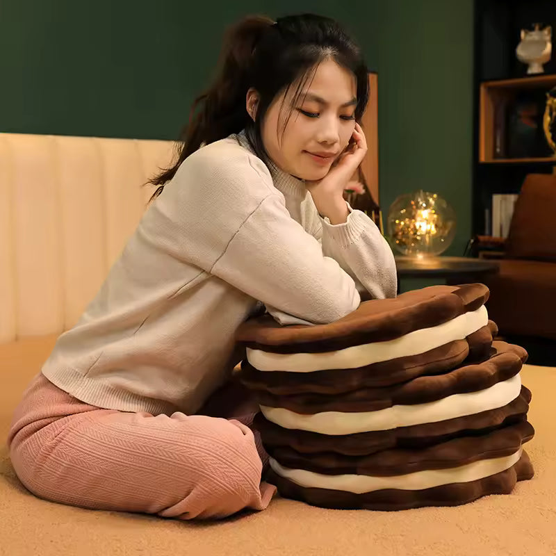 42 Cm Cookies N Cream Plush Pillow, Super Soft and Kawaii Food Stuffed Cushion