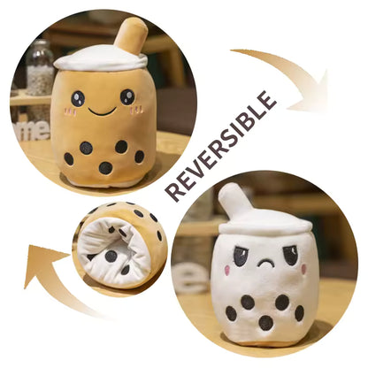 15/25 Cm Super Cute and Soft Boba Reversible Plush, High Quality Double-Sided Bubble Tea Doll