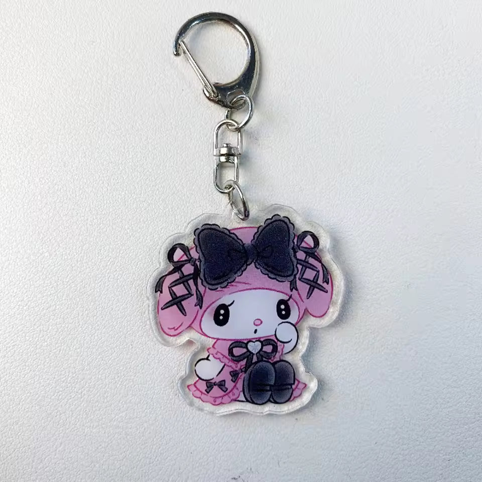 Cute Kuromi and Melody Sanrio Character Keychain, High Quality Bag Charms and Pendant