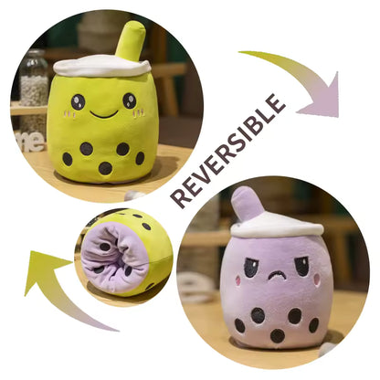 15/25 Cm Super Cute and Soft Boba Reversible Plush, High Quality Double-Sided Bubble Tea Doll