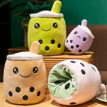 15/25 Cm Super Cute and Soft Boba Reversible Plush, High Quality Double-Sided Bubble Tea Doll